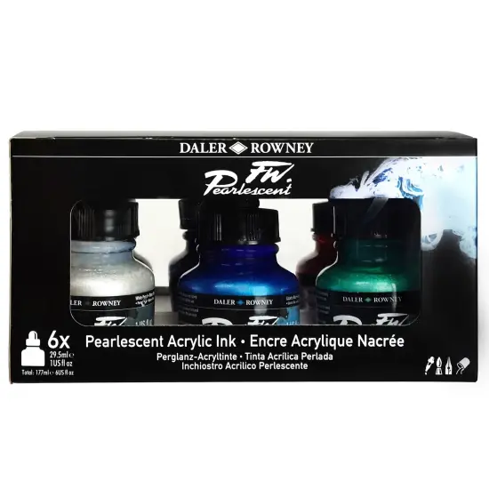 Daler-Rowney FW Acrylic Ink Set 6/Pkg-Pearlescent {4}