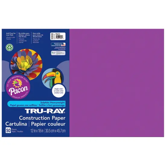 Construction Paper, Magenta, 12" x 18", 50 Sheets {1}