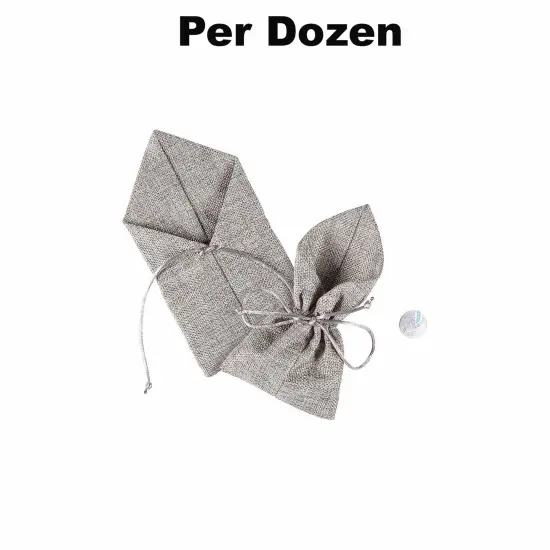 Large Burlap Drawstring Treat Bags - 12 Pc. Gray {1}