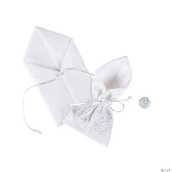 Large Burlap Drawstring Treat Bags - 12 Pc. White {4}