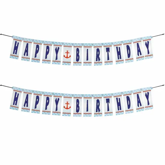 1st Birthday Sailor Happy Birthday Jointed Banner {4}