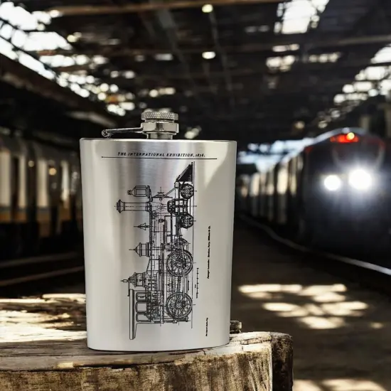 8oz Steam Locomotive International Stainless Steel Flask {3}