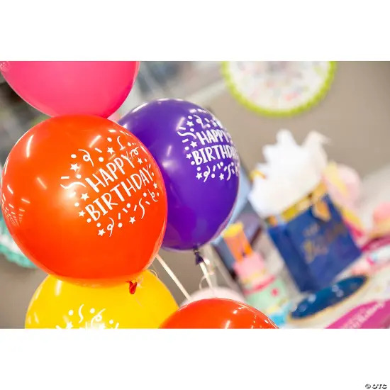 11" Bright Happy Birthday Latex Balloons 24 Pc. {5}