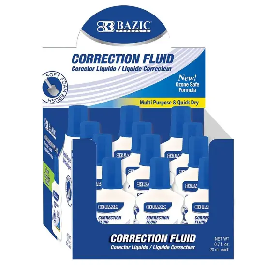Correction Fluid with Foam Brush, 0.7 fl oz (20 mL), Pack of 24 {1}
