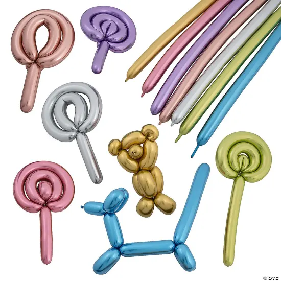 Skinny Chrome 60" Latex Balloons Bulk 140 Pc {3}