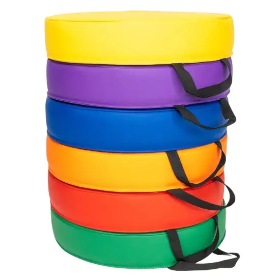 Color Coded Vinyl Floor Cushions, Round, Set of 6 {1}