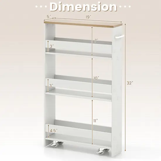 Costway Rolling Kitchen Slim Storage Cart Mobile Shelving Organizer w/ Handle {3}