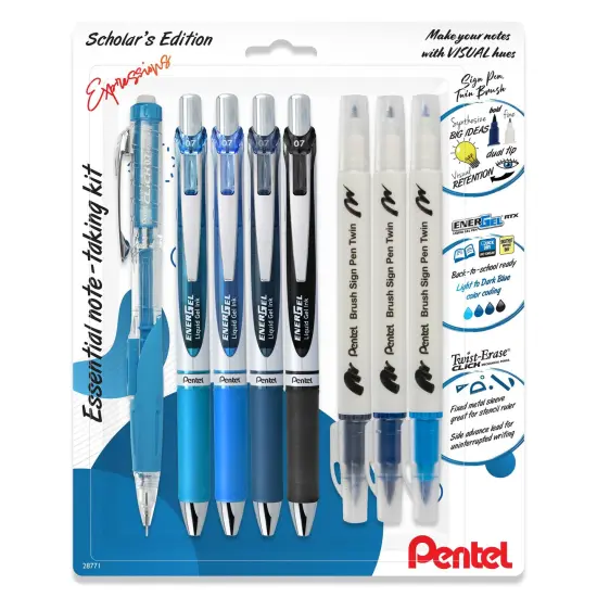 Pentel EnerGel RTX Retractable Liquid Gel Pen Kit-Note-Taking Expressions {1}