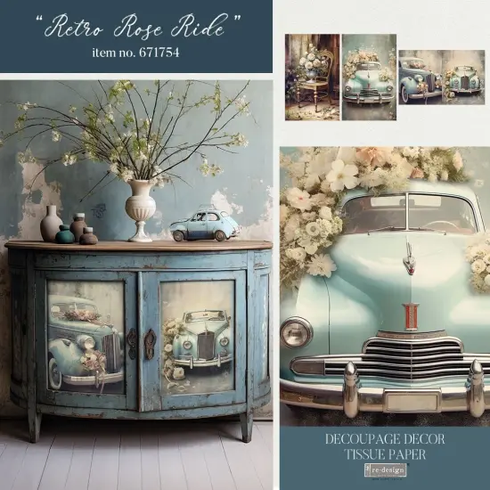 Prima Re-Design Decoupage Decor Tissue Paper-Retro Rose Ride {3}