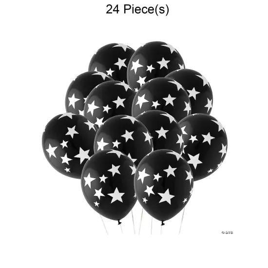 Stars 11" Latex Balloons 24 Pc Black {1}