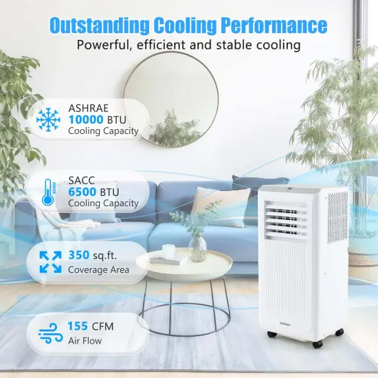Costway 6500 BTU(10000 BTU ASHRAE) Portable Air Conditioner 3-in-1 Freestanding Air Cooler with Dehumidifier {5}