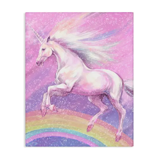 Stupell Industries Rainbow Unicorn Scene Canvas Wall Art {1}