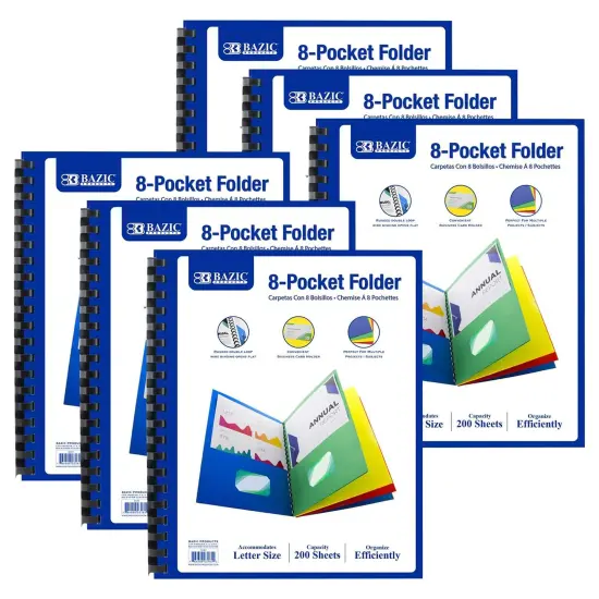 8-Pocket Folder, Assorted Colors, Pack of 6 {1}