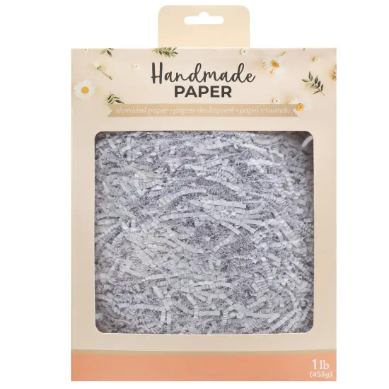 American Crafts Handmade Paper Shredded Paper 1lb-White {1}