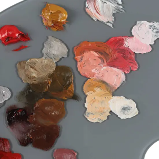 New York Central Grey Tempered Glass Palette 10x14" Oval &ndash; Scratch-Resistant, Easy-to-Clean Artist Palette for Precise Color Mixing, Reduced Glare, Solvent-Resistant {6}