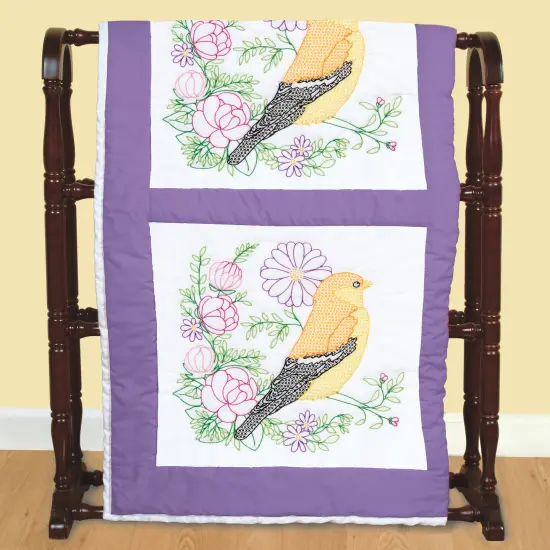 Jack Dempsey Stamped White Quilt Blocks 18"X18" 6/Pkg-Finch {3}