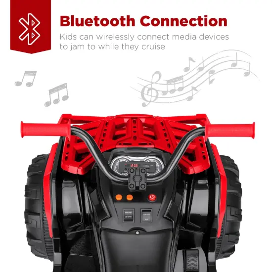 Best Choice Products 12V Kids Ride-On ATV Quad w/ Bluetooth, 3.7mph Max, Treaded Tires, LED Lights, Radio Red/Black {4}