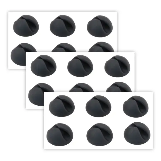 Cabledrops Cord Management, Black, 6 Per Pack, 3 Packs {1}