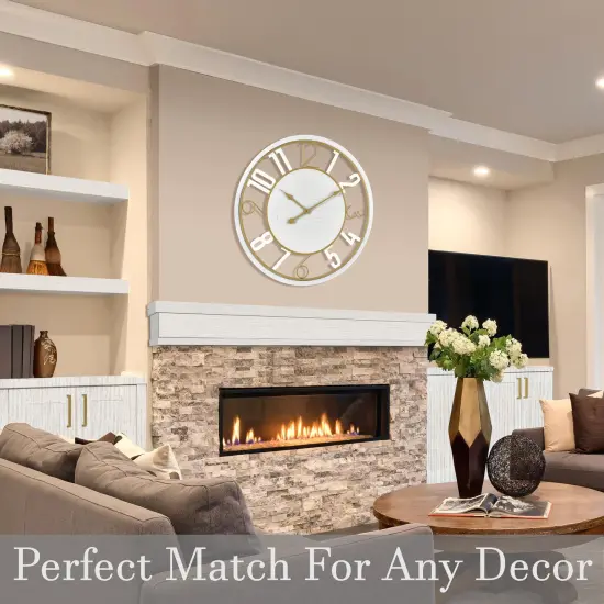 Sorbus Wooden Modern Wall Clock - Large 24-Inch Wall Clock - Battery Operated Analogfor Living Room and Kitchen D&eacute;cor White {3}