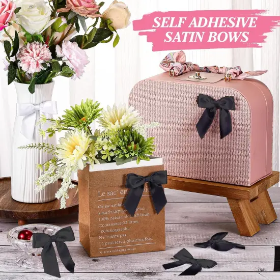 60 Pcs Satin Ribbon Bows 3 x 3 Inches Self Adhesive Satin Bows for Gift Wrapping Premade Ribbon Bows with Double Sided Tape for Crafts {3}