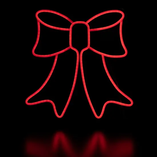 Northlight LED Bow Neon Lighted Christmas Wall or Window Decoration - 15" - Red {5}