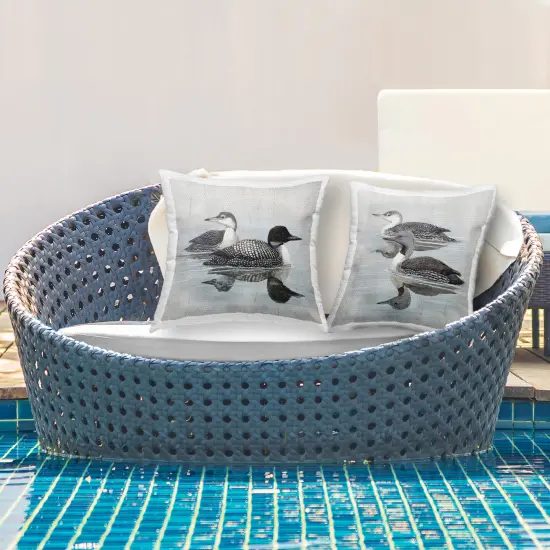 Lakeside Ducks Swimming 2 PC Outdoor Printed Pillow Set Design by Susan Jill, 18 x 7 x 18 {2}