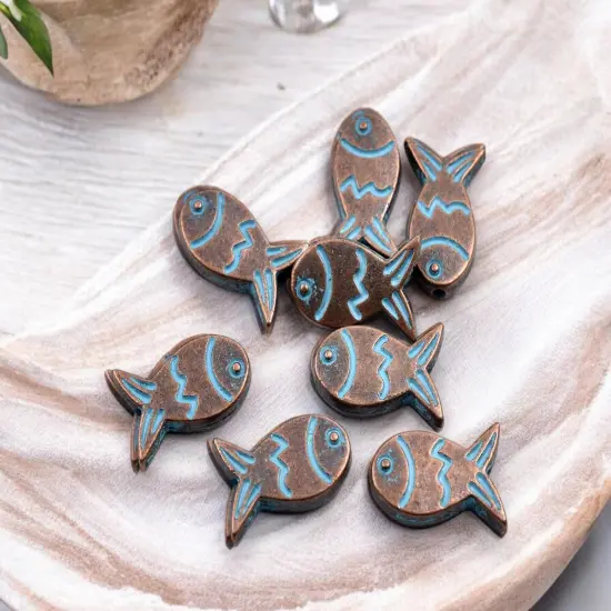 *30* 20x13mm Copper Patina Fish Beads {3}
