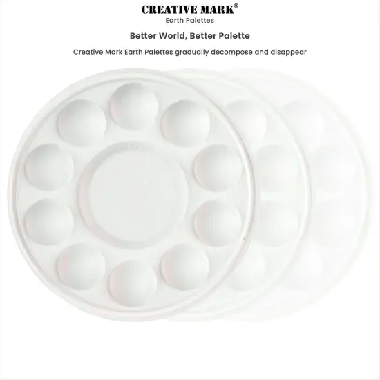 Creative Mark Disposable Paint Palette, 7-3/8" Diameter, 10 Pack - Eco-Conscious, Biodegradable Paint Holder Tray for Artists, Compostable Paint Tray Palette with 10 Wells Each, Easy Cleanup {3}