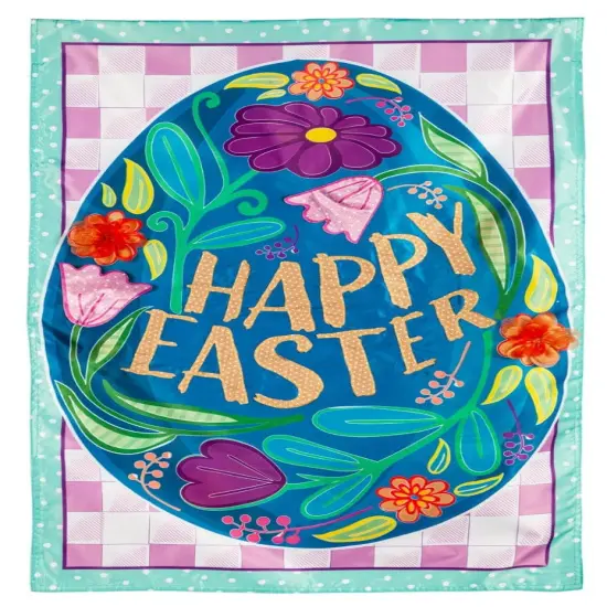 Happy Easter Egg Banner 2 Sided Applique House Flag {1}