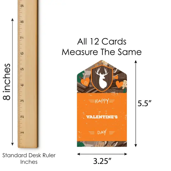 Big Dot of Happiness Gone Hunting - Deer Hunting Camo Cards for Kids - Happy Valentine's Day Pull Tabs - Set of 12 {3}