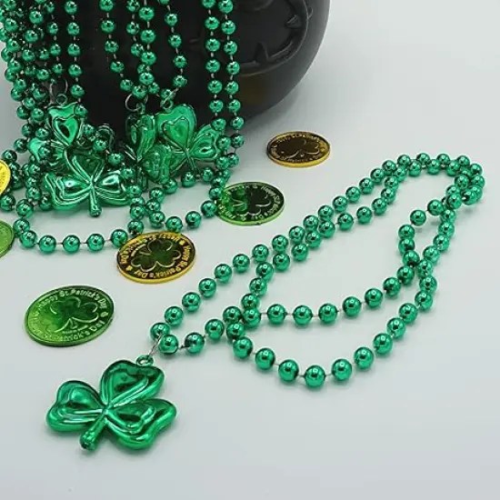 24 Pcs St Patricks Day Beads Necklace Bulk Green Shamrock Beads for Irish Party Favors & Supplies, Costume Accessories by 4E's Novelty {6}