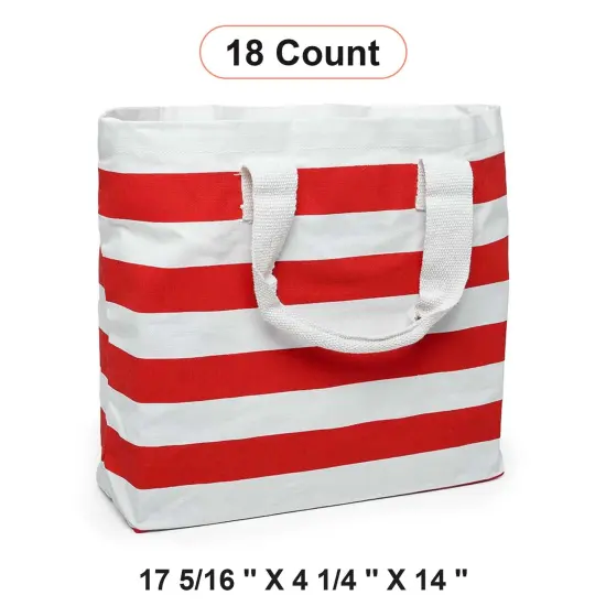 Durable Stripe Canvas Tote 17 5/16 '' x 4 1/4 '' x 14 '' with Spacious Design {1}