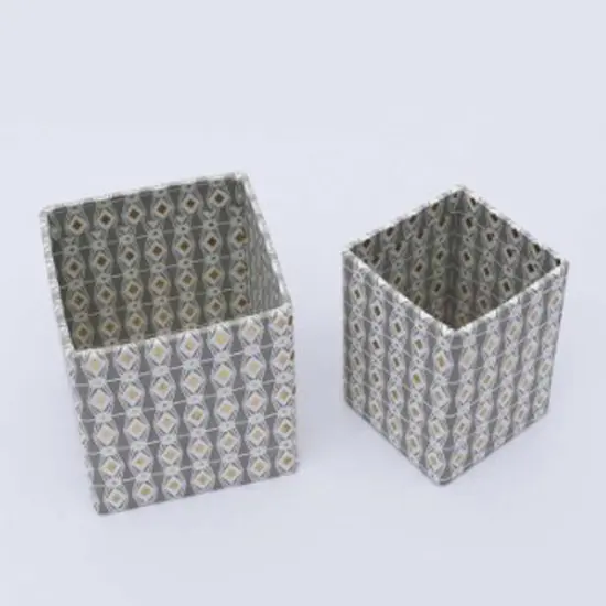 Handmade Geometric Square Pen Holder/Pen Stand -Set of 2 {1}