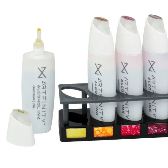 Artfinity Alcohol Ink 10-Slot Stand -Acrylic Upright Storage for Artists - Organize and Store Up to 10 Artfinity Alcohol Inks - Space-Saving Design with Swatch Template Black {4}