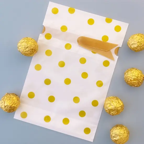 Wrapables Gold Dots Drawstring Treat Bags for Candy, Cookies, Treats, Gifts and Party Favors (50pcs) {4}