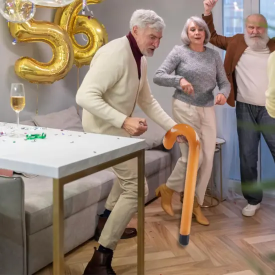 Old Man Inflatable Cane Walking Stick Crutch, Old Age Costume Accessory, Retirement Gag Gift Party Decorations {4}
