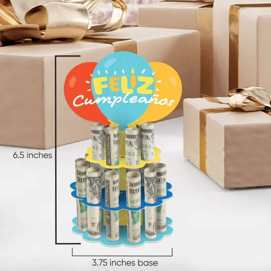 Big Dot of Happiness Feliz Cumpleanos - DIY Happy Birthday Money Holder Gift - Cash Cake {5}