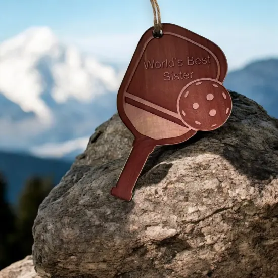 Worlds Best Sister Pickleball - Cedar Ornament {2}