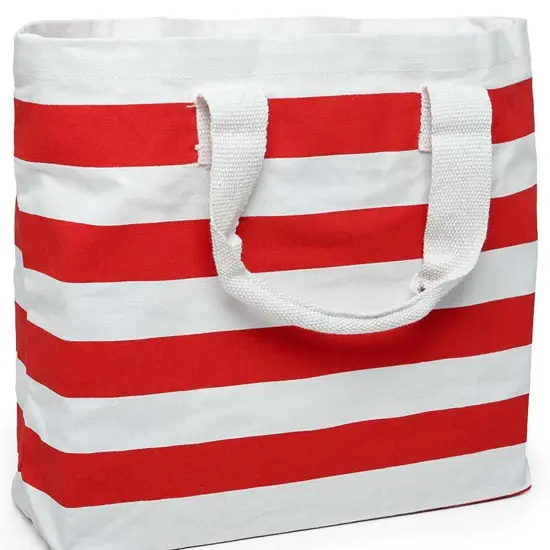 Durable Stripe Canvas Tote 17 5/16 '' x 4 1/4 '' x 14 '' with Spacious Design {5}