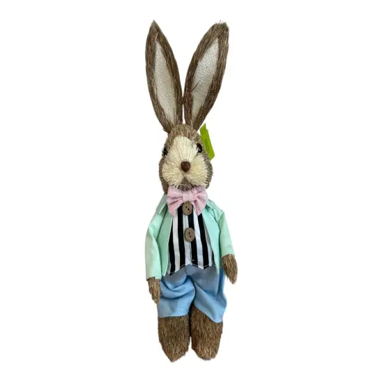 12'' Styrofoam Bunny Decor - Mint Green Jacket & Pink Bowtie -63808AQU {1}
