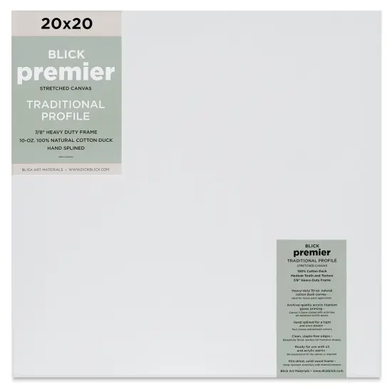 Blick Premier Stretched Cotton Canvas - Traditional Profile, Splined, 20" x 20" {1}