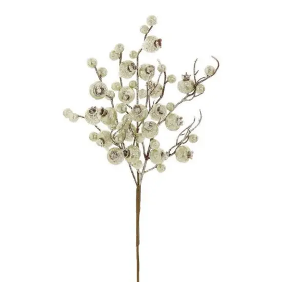 15'' Frosty Metallic Crabapple Pick - Platinum Holiday Floral Accent -XS534-PT {1}