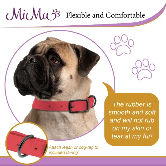 MiMu Large Silicone Dog Collar - Pink 30in Stylish Dog Collar with Prong Buckle {6}