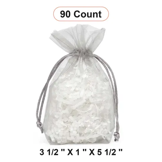 Flat Bottom Organza Bags 3 1/2 '' X 1 '' X 5 1/2 '' for Elegant Party Bags Silver {1}