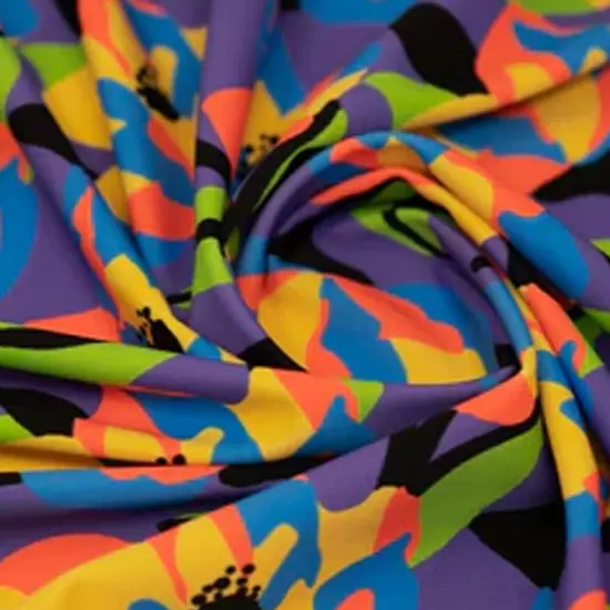 Abstract Painted Lilies Printed Spandex Fabric {5}