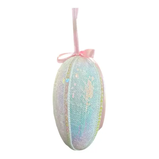 6'' Iridescent Sequin Pearl Egg Ornament - Elegant Easter Hanging Decor-63730IRDS {1}