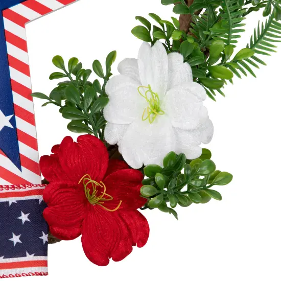 Northlight Americana Star Floral Twig Wreath - 24" Blue {5}