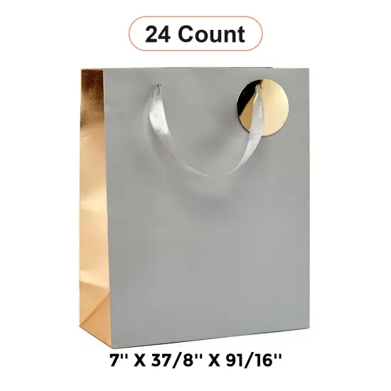 Two-Tone Metallic Euro Totes 7'' x 37/8'' x 91/16'' for Luxurious Packaging Silver {1}