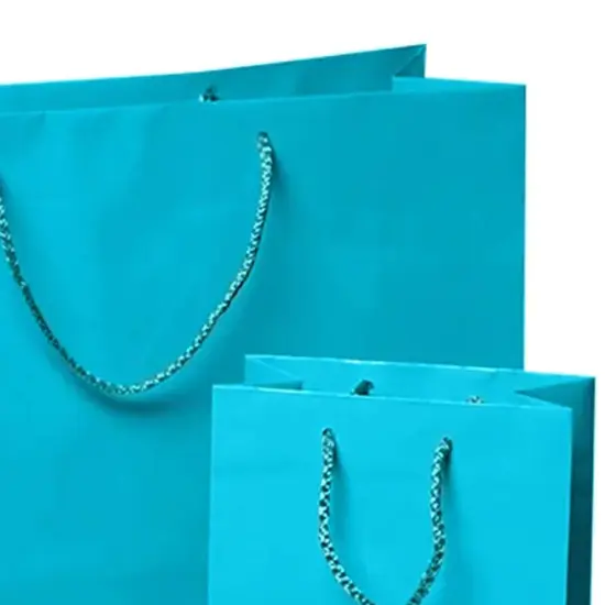 Small Glossy Euro Totes 6 1/4'' x 3 1/2'' x 8 1/2'' for Premium Gifts Scuba Blue {2}
