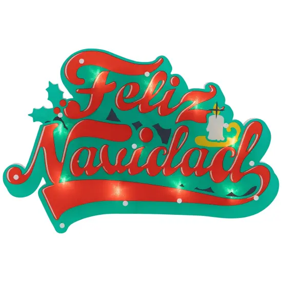 Northlight 18" Lighted 'Feliz Navidad' Christmas Window Silhouette Red {3}